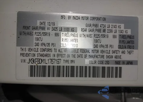 2020 Mazda Cx-5 Grand Touring from USA, damaged, VIN JM3KFBDM1L1767197